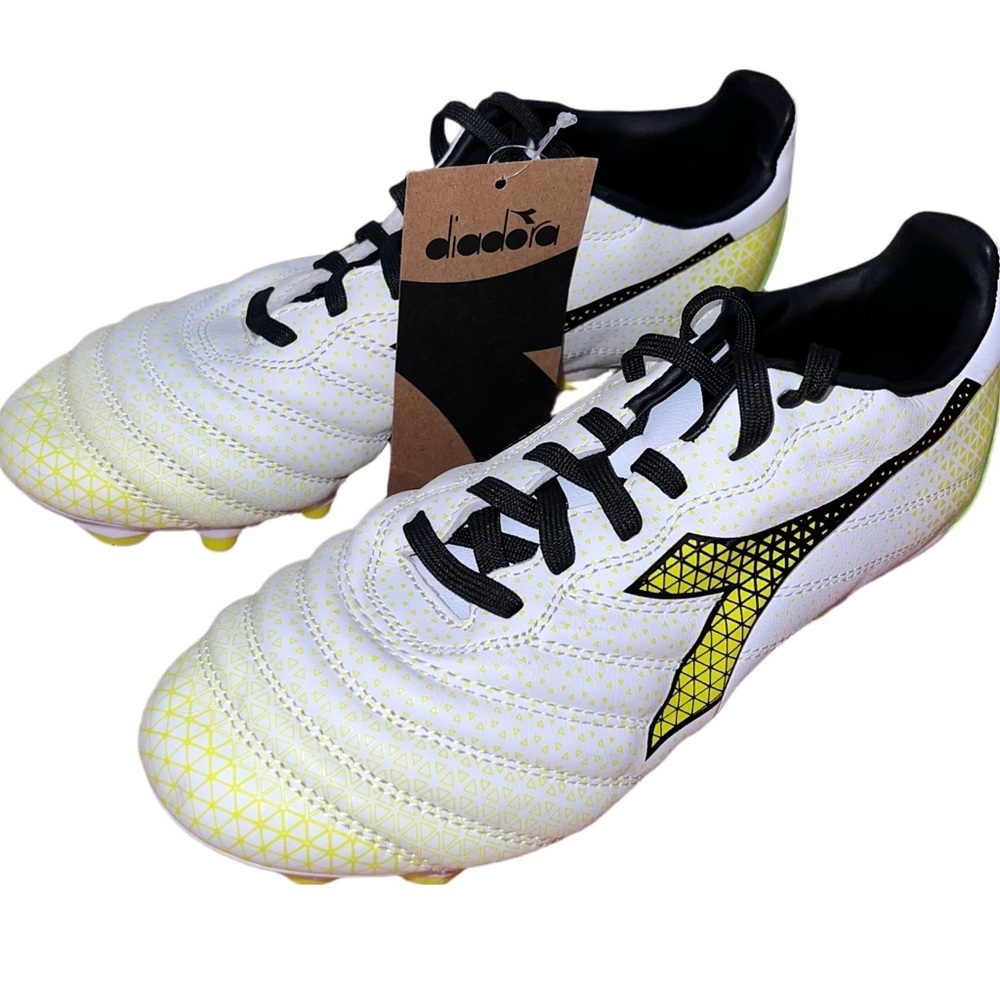 Diadora Brasil Elite Soccer Cleats Size 4.5 Leather White Yellow NEW